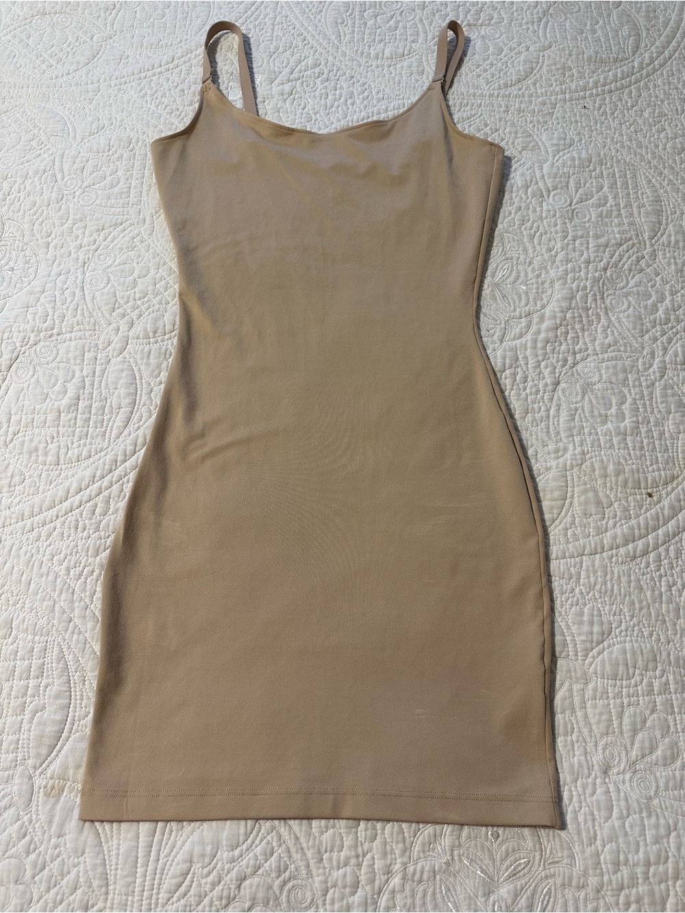 SPANX Nude Beige Mini Slip Dress with Spaghetti Straps